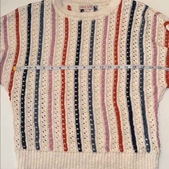 Knox Rose Open Knit Striped Crewneck Sweater, size Small - Picture 3 of 6